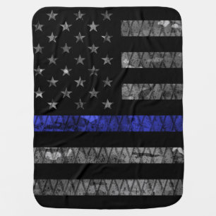 Police Thin Blue Line Flag Baby Blanket