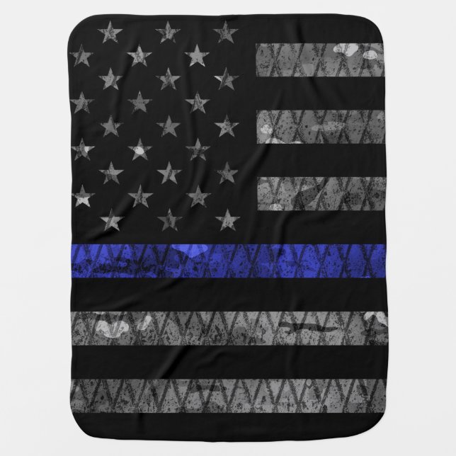 Police Thin Blue Line Flag Baby Blanket (Front)