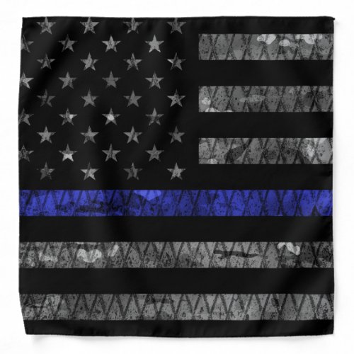 Police Thin Blue Line Flag Bandana