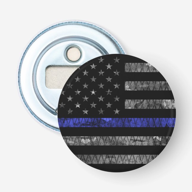 Police Thin Blue Line Flag Bottle Opener (Front)