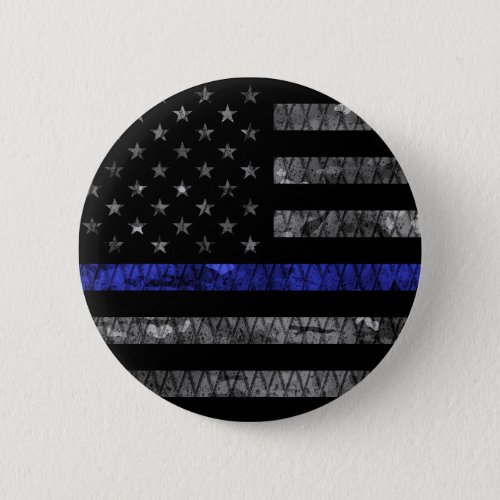Police Thin Blue Line Flag Button