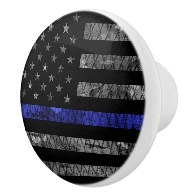 Police Thin Blue Line Flag Ceramic Knob (Right)