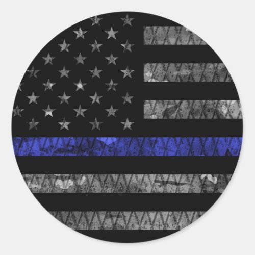 Police Thin Blue Line Flag Classic Round Sticker