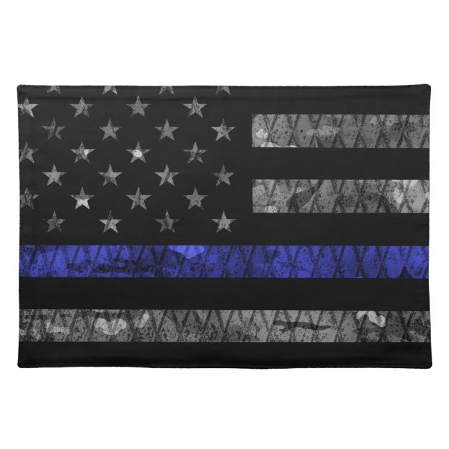 Police Thin Blue Line Flag Cloth Placemat (Front)