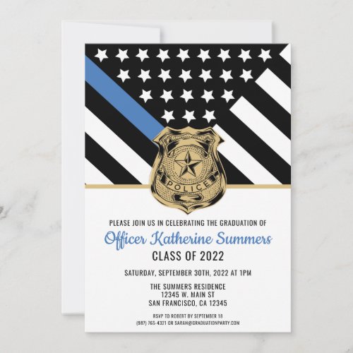 Police Thin Blue Line Flag Congrats Graduation Invitation