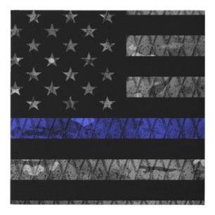 Police Thin Blue Line Flag Faux Canvas Print