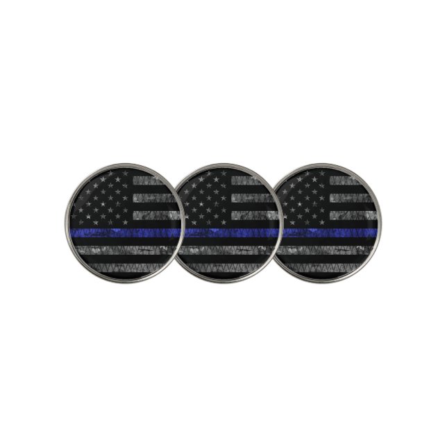 Police Thin Blue Line Flag Golf Ball Marker (3 Up)