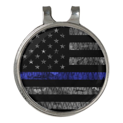 Police Thin Blue Line Flag Golf Hat Clip