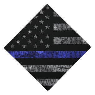 Police Thin Blue Line Flag Graduation Cap Topper