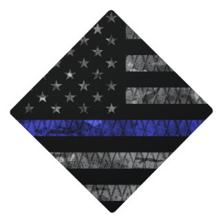 Police Thin Blue Line Flag Graduation Cap Topper