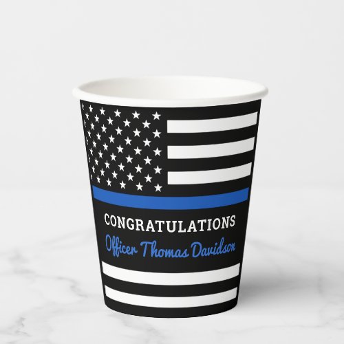 Police Thin Blue Line Flag Graduation Party  Paper Cups