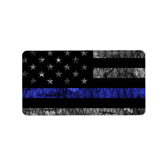 Police Thin Blue Line Flag Label (Front)