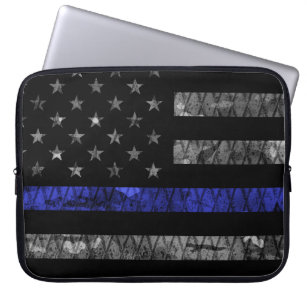 Police Thin Blue Line Flag Laptop Sleeve