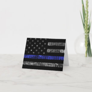 Police Thin Blue Line Flag Letterpress Thank You Card