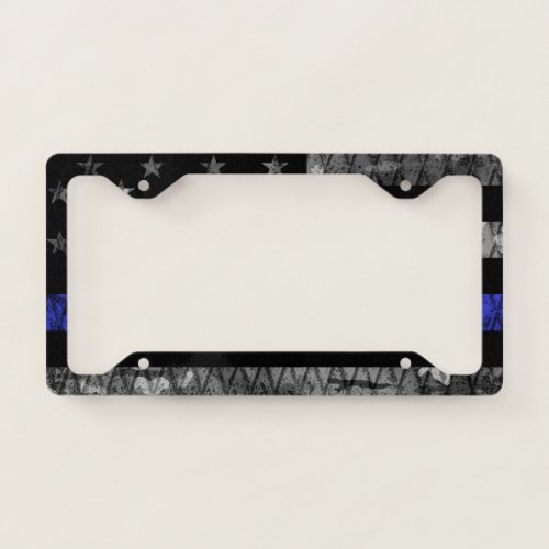 Police Thin Blue Line Flag License Plate Frame