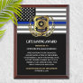 Police Thin Blue Line Flag Life Saving  Award Plaque