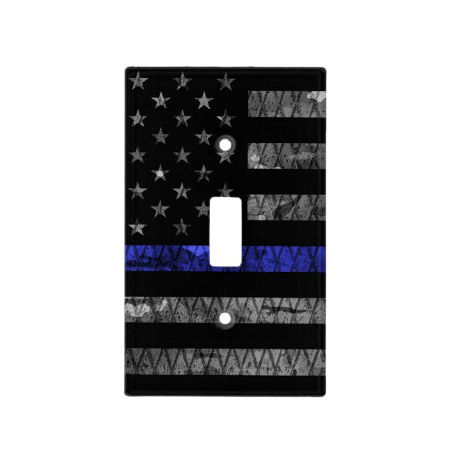 Police Thin Blue Line Flag Light Switch Cover (Front)