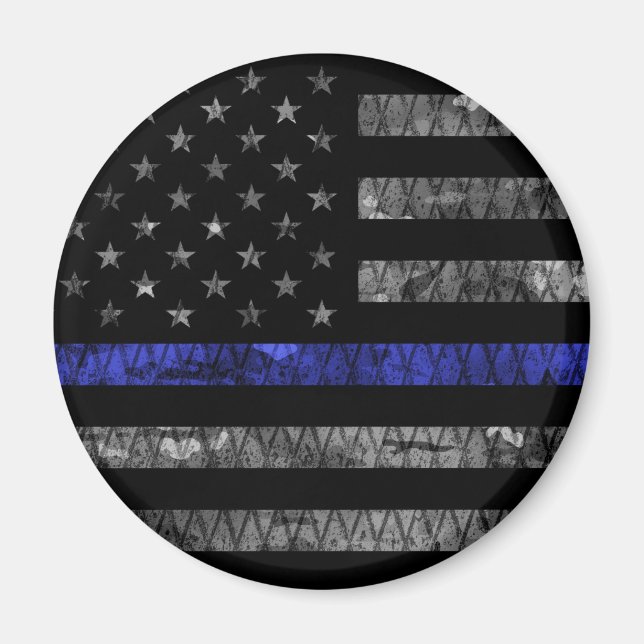 Police Thin Blue Line Flag Magnet (Front)