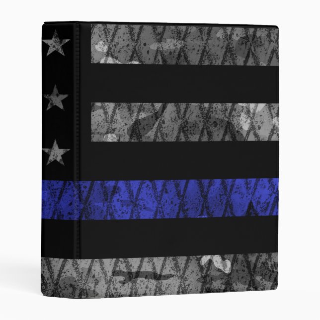 Police Thin Blue Line Flag Mini Binder (Front/Spine)