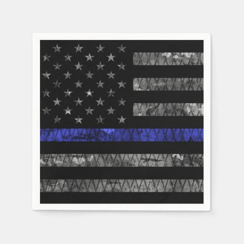 Police Thin Blue Line Flag Napkins