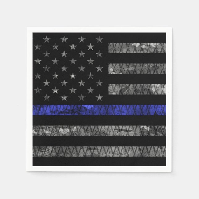 Police Thin Blue Line Flag Napkins (Front)