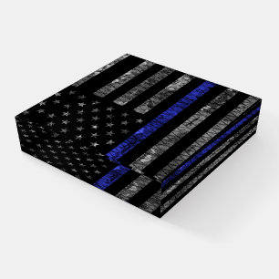 Police Thin Blue Line Flag Paperweight