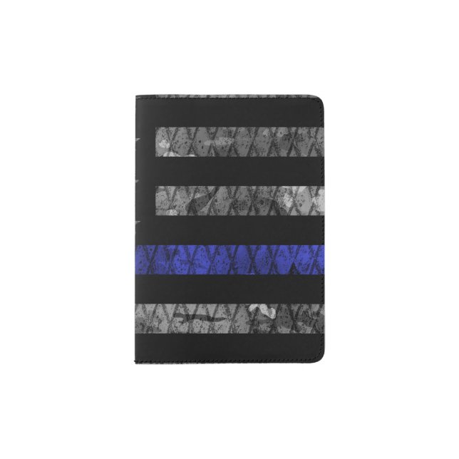 Police Thin Blue Line Flag Passport Holder (Front)
