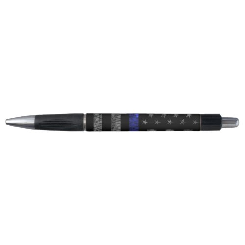 Police Thin Blue Line Flag Pen