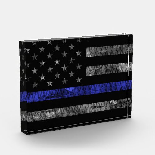 Police Thin Blue Line Flag Photo Block