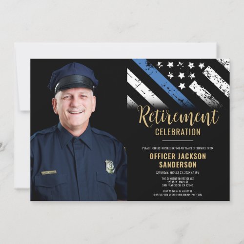 Police Thin Blue Line Flag Photo Retirement