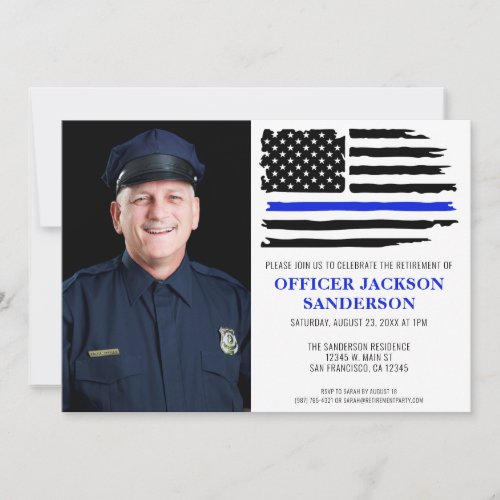 Police Thin Blue Line Flag Photo Retirement