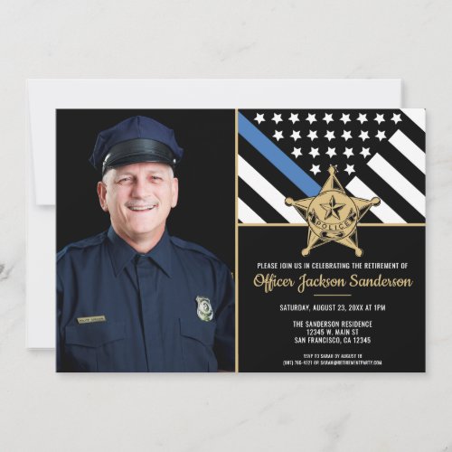 Police Thin Blue Line Flag Photo Retirement Party