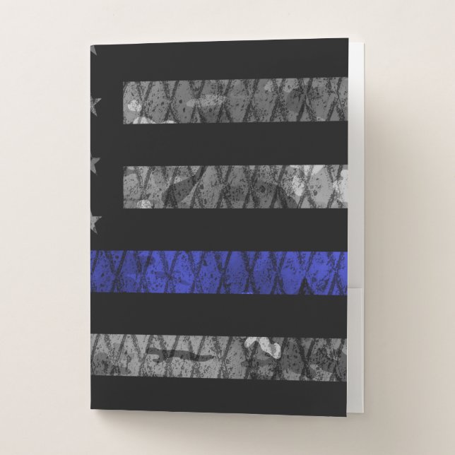Police Thin Blue Line Flag Pocket Folder (Front)