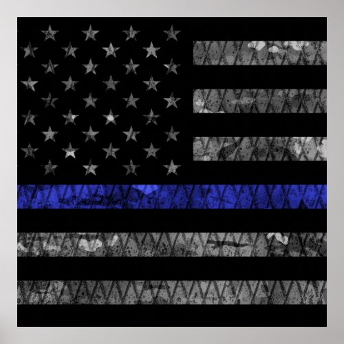 Police Thin Blue Line Flag Poster