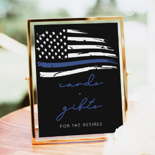 Police Thin Blue Line Flag Retiree Cards + Gifts Poster