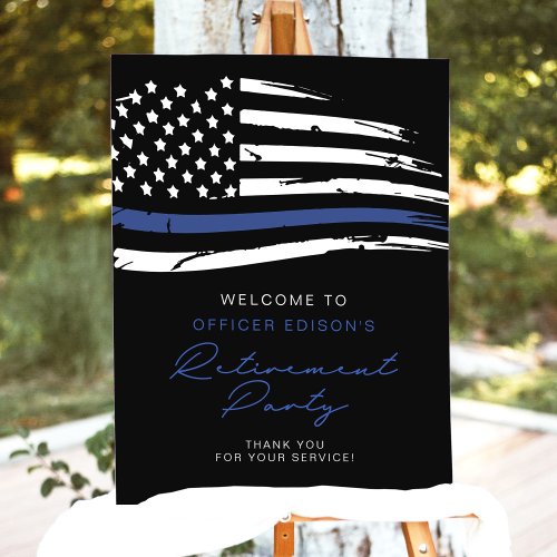 Police Thin Blue Line Flag Retirement Welcome