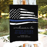 Police Thin Blue Line Flag Retirement Welcome