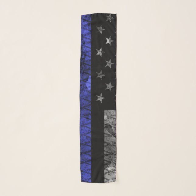Police Thin Blue Line Flag Scarf (Front)