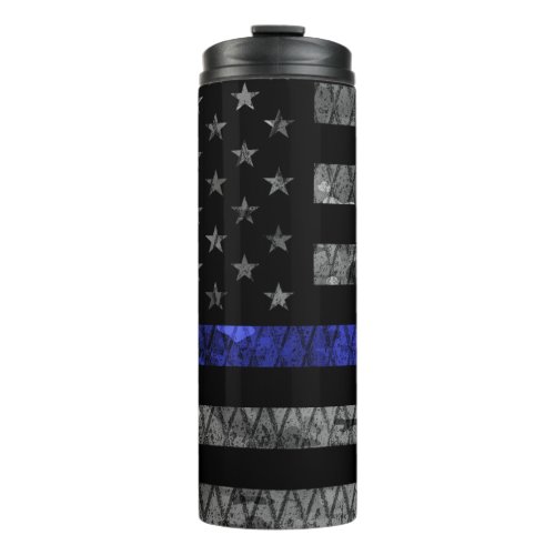 Police Thin Blue Line Flag Thermal Tumbler