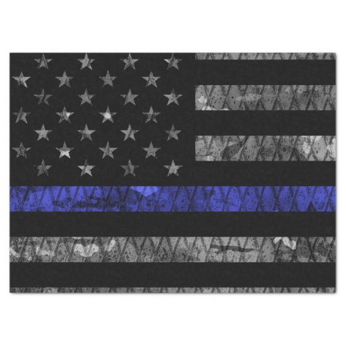 Police Thin Blue Line Flag Tissue Paper