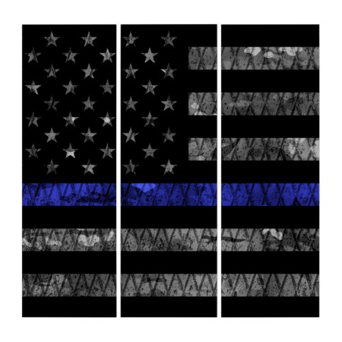 Police Thin Blue Line Flag Triptych