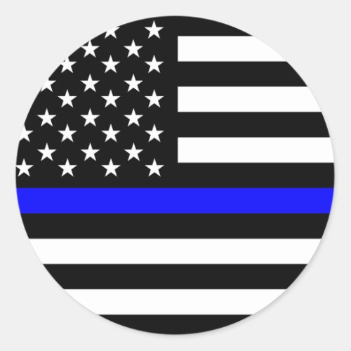police thin blue line flag usa united states ameri classic round sticker
