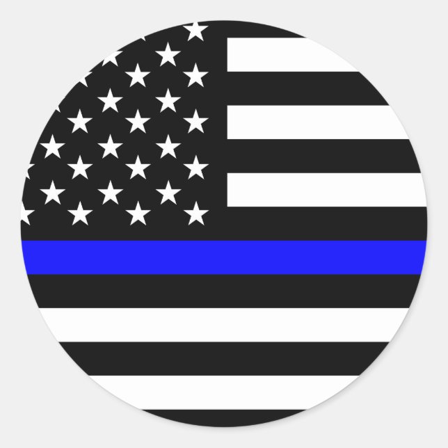 police thin blue line flag usa united states ameri classic round sticker (Front)