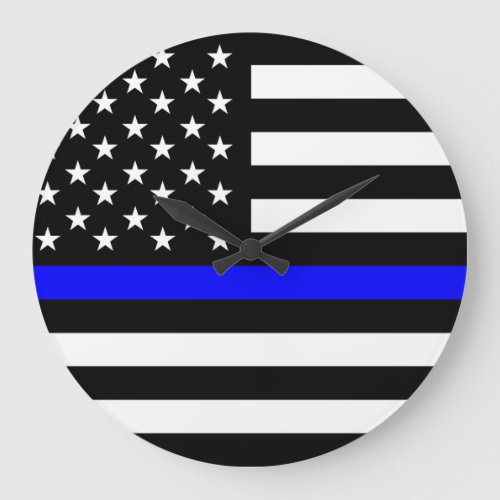 police thin blue line flag usa united states ameri large clock