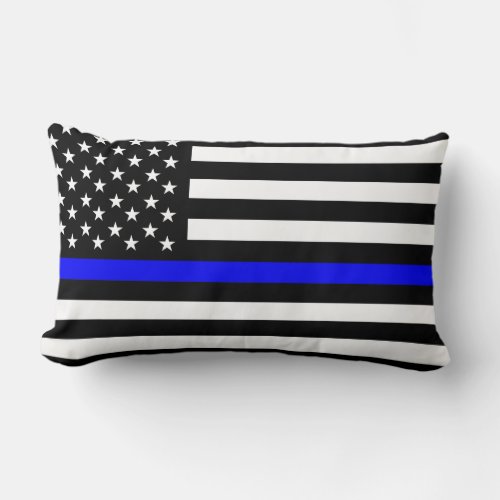 police thin blue line flag usa united states ameri lumbar pillow