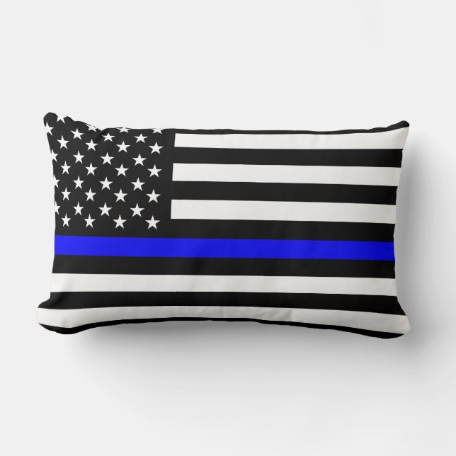 police thin blue line flag usa united states ameri lumbar pillow (Front)