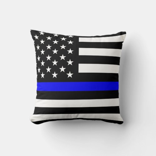 police thin blue line flag usa united states ameri throw pillow