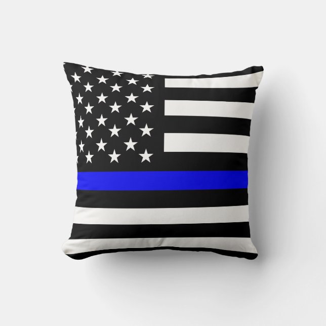 police thin blue line flag usa united states ameri throw pillow (Front)