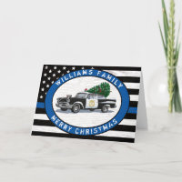 Police Thin Blue Line Flag Vintage Car Christmas