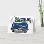 Police Thin Blue Line Flag Vintage Truck Christmas Holiday Card at Zazzle